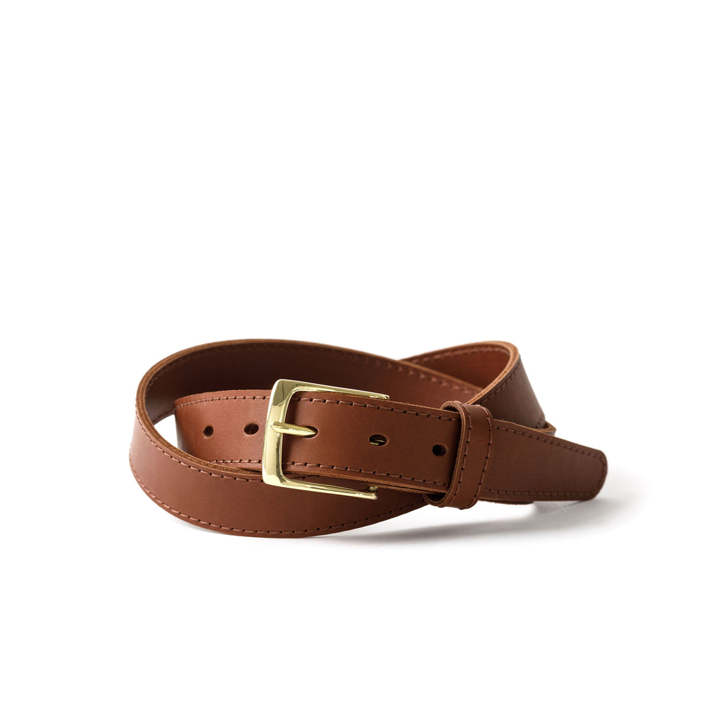 The Midtown Belt (Stitched) Square dress buckle Woodlands Tan 1 3/16